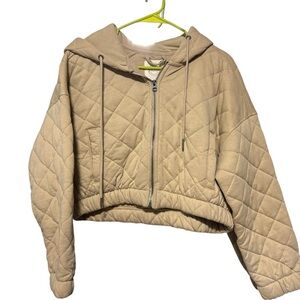 Stoosh Quilted Beige Bomber Jacket